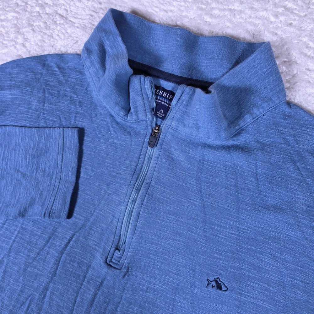 Fish Hippie Waterside Original Modal Mens XL Blue L/S 1/4 Zip Slub Pullover